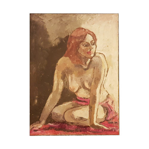 Donna con pareo rosso e rosa