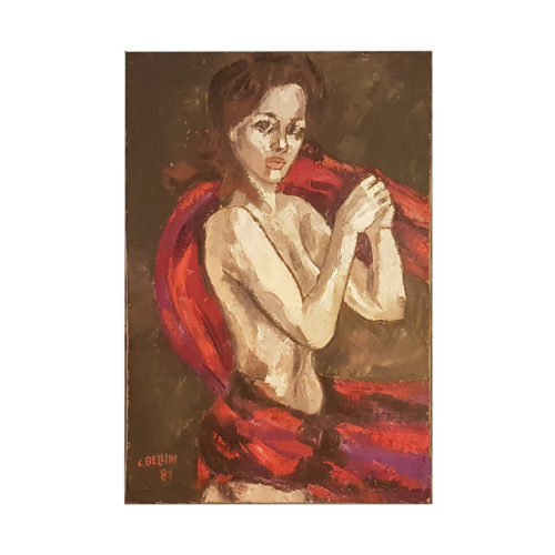 Donna con drappo rosso