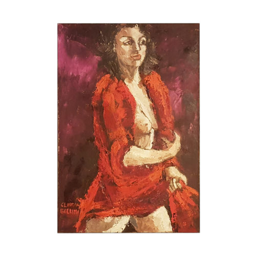Donna in rosso con accappatoio