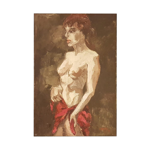 Donna in rosso di profilo con pareo
