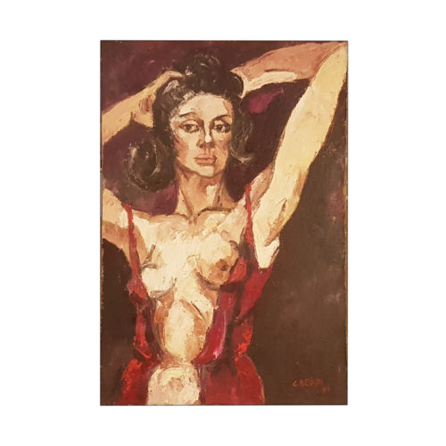 Donna in rosso allo specchio